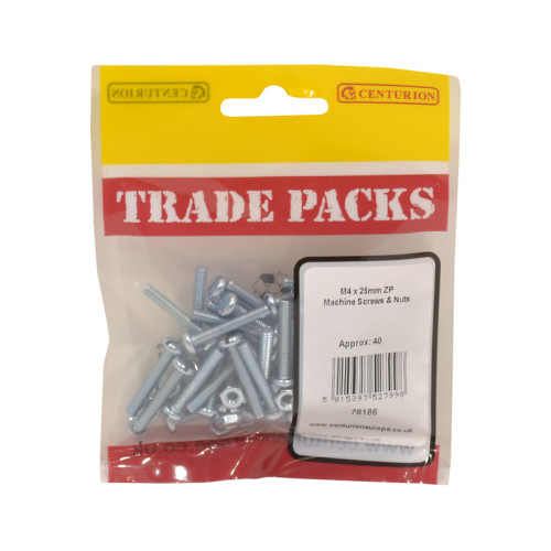 Machine Screws & Nuts, ZP, M4 x 25mm