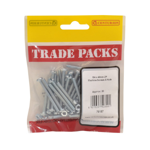 Machine Screws & Nuts, ZP, M4 x 40mm