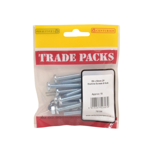 Machine Screws & Nuts, ZP, M6 x 50mm