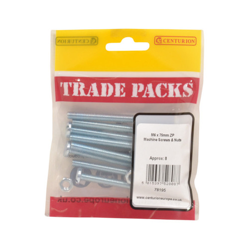 Machine Screws & Nuts, ZP, M6 x 75mm