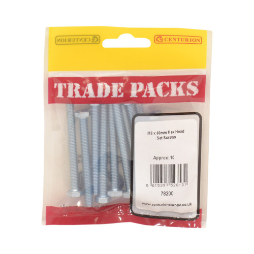 Hex Head Set Screws, ZP, M6 x 60mm