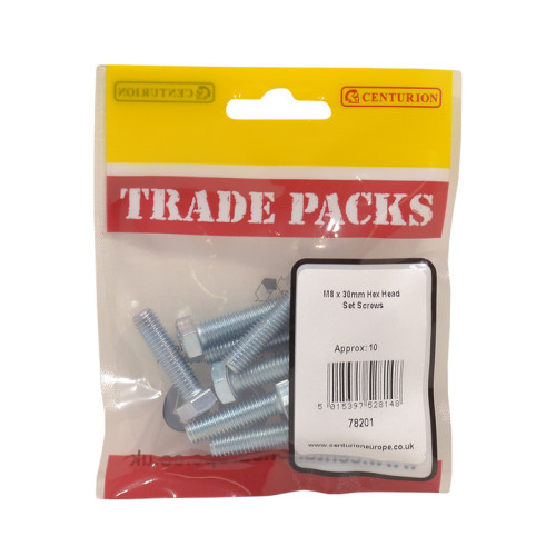 Hex Head Set Screws, ZP, M8 x 30mm