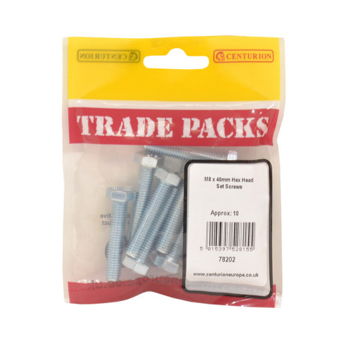 Hex Head Set Screws, ZP, M8 x 40mm