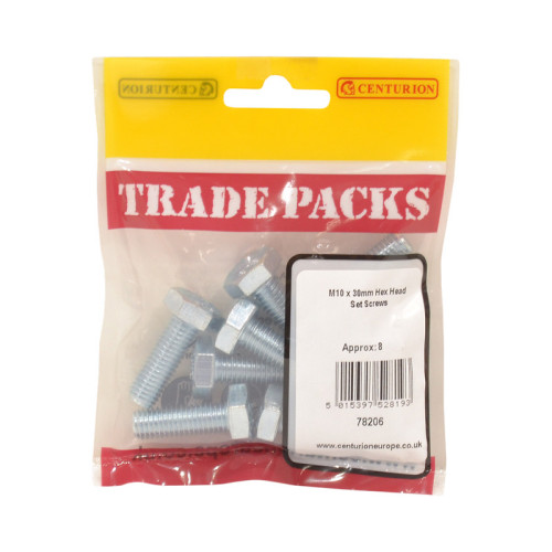Hex Head Set Screws, ZP, M10 x 30mm