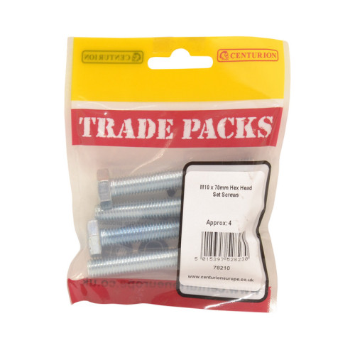 Hex Head Set Screws, ZP, M10 x 70mm