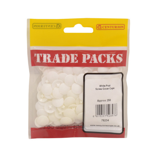 Screw Cover Caps, White Pozi, 6-10 Screw