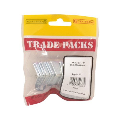 Slotted Steel Bracket, ZP, 25mm x 25mm