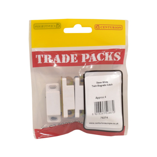 Twin Magnetic Catch, White, 70mm
