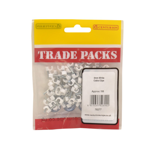 Round Cable Clips - White - 4mm - (100 PK)