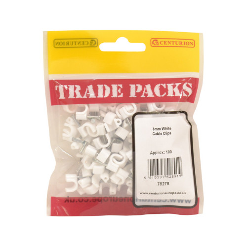Round Cable Clips - White - 6mm - (100 PK)