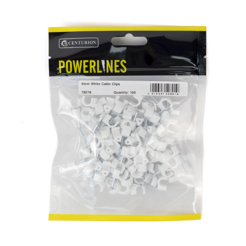 Round Cable Clips - White - 6mm - (100 PK)