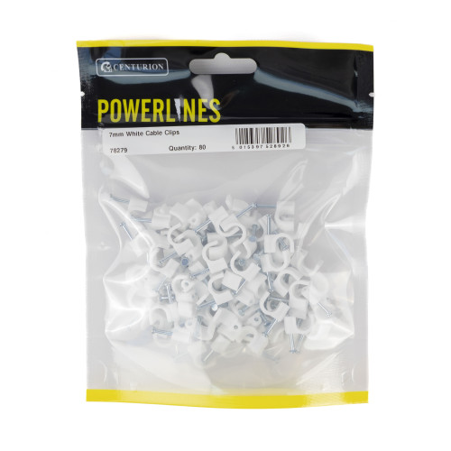 Round Cable Clips - White - 7mm - (80 PK)