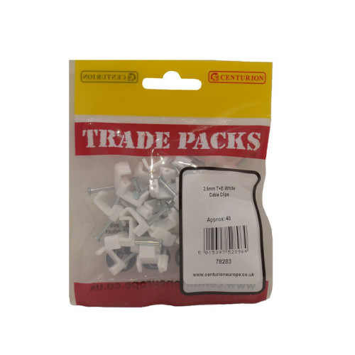 Flat Cable Clips - White - 2.5mm - (40 PK)