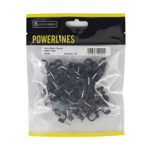 Round Cable Clips - Black - 7mm - (80 PK)
