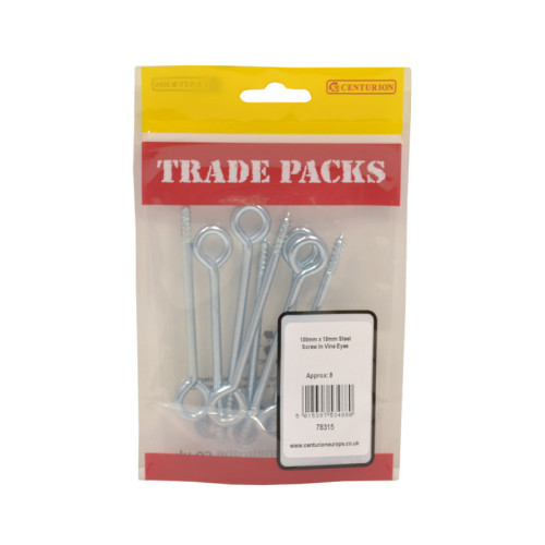 Screw In Steel Vine Eyes, ZP, 100mm x 18mm