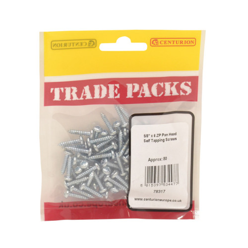 Pan Head Self Tapping Screws - Zinc Plated - 5/8" x 6 - (80 PK)