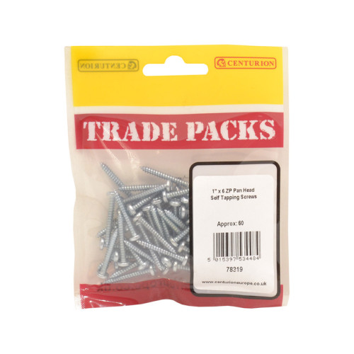 Pan Head Self Tapping Screws - Zinc Plated - 1" x 6 - (60 PK)