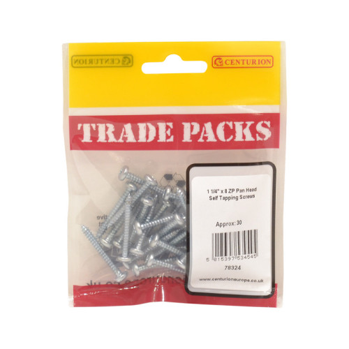 1 1/4" x 8, Pan Head Self Tapping Screws, ZP