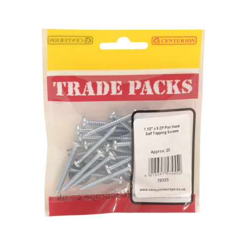 1 1/2" x 8, Pan Head Self Tapping Screws, ZP