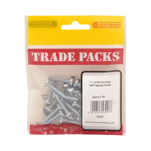 1" x 10, Pan Head Self Tapping Screws, ZP