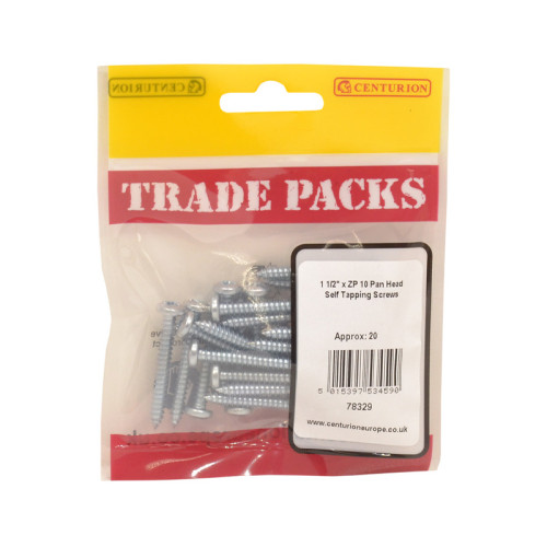 1 1/2" x 10, Pan Head Self Tapping Screws, ZP