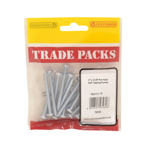 2" x 10, Pan Head Self Tapping Screws, ZP