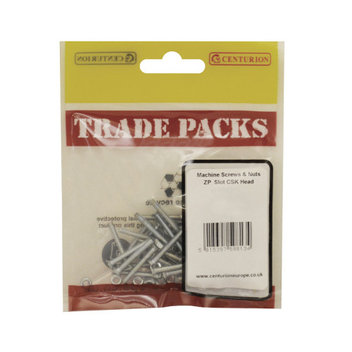 Slot CSK Head Machine Screws & Nuts, ZP, M4 x 25mm