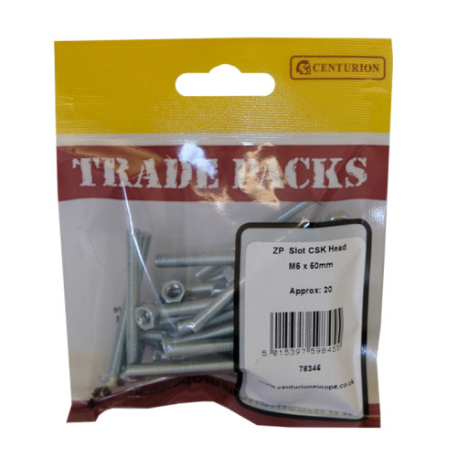 Slot CSK Head Machine Screws & Nuts, ZP, M5 x 50mm