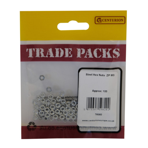 Steel Hex Nuts, ZP, M3 