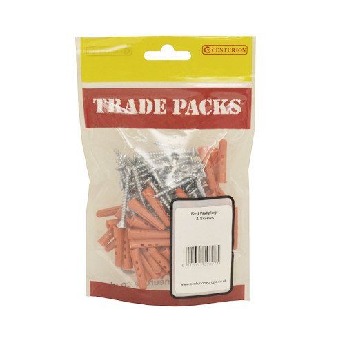 Wallplugs & Screws, Red, (Pack of 100)