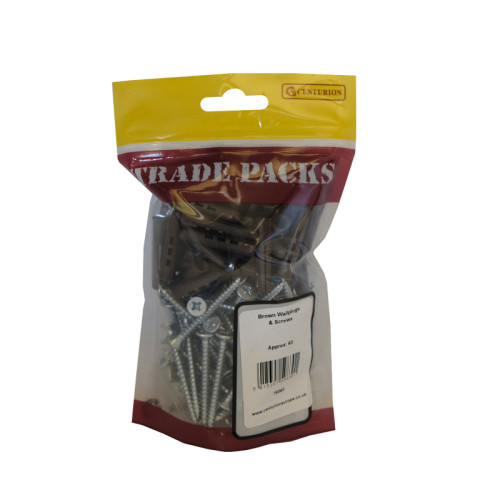 Wallplugs & Screws, Brown, (Pack of 60)