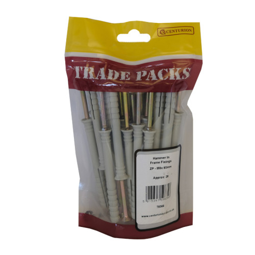 Hammer In Frame Fixings, ZP, M8 x 80mm