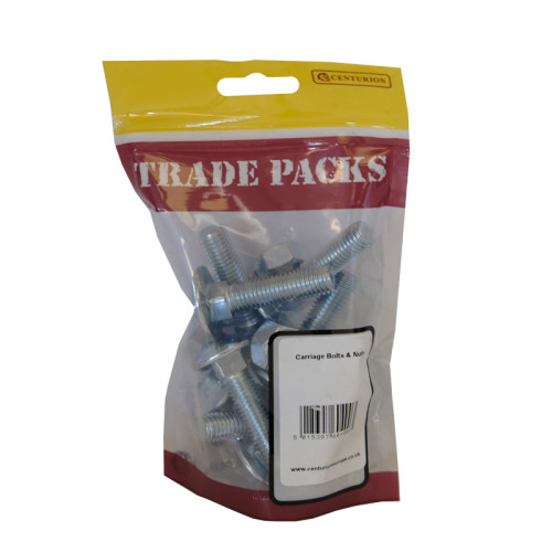 Carriage Bolts & Nuts Small, ZP, M12 x 75mm 
