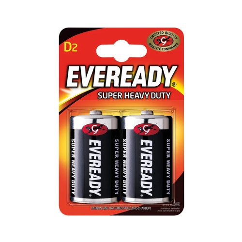 Eveready S3974 D Super Zinc Batteries, 2 Pack