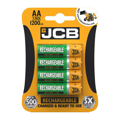JCB Rechargeable AA Batteries, 4 Pack
