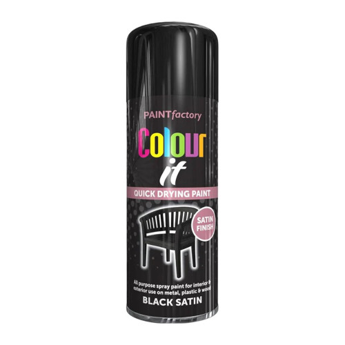 Paint Factory Colour It Satin Paint, Black (400ml)