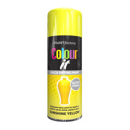Paint Factory Colour It Gloss Paint, Yellow (400ml)
