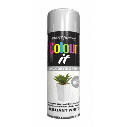Paint Factory Colour It Gloss Paint, White (400ml)