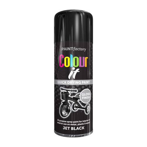 Paint Factory Colour It Gloss Paint, Black (400ml)