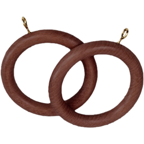 Renaissance Wooden Curtain Rings Walnut 28mm 4pk
