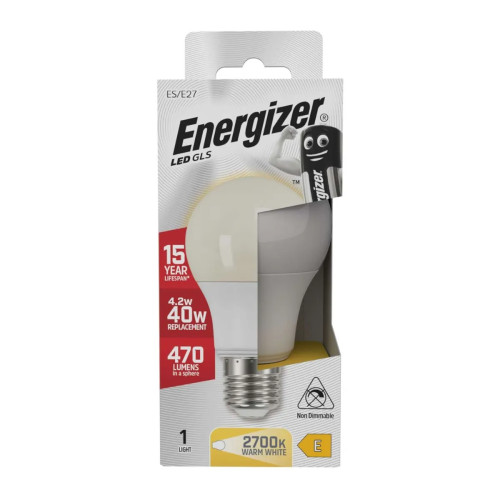 Energizer - LED Bulb - GLS 4.2W 470LM E27 Warm White