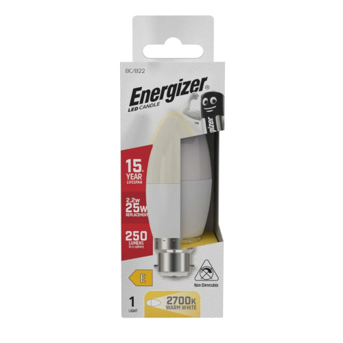 Energizer - LED Bulb - Candle 2.2W 250LM Opal B22 Warm White