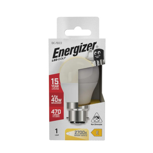 Energizer - LED Bulb - Golf 4.2W 470LM Opal B22 Warm White