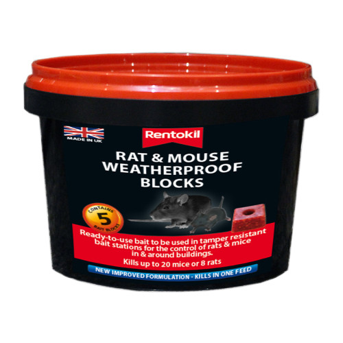 Rentokil - Mouse & Rat Weatherproof Blocks - Pack of 5