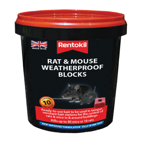 Rentokil - Mouse & Rat Weatherproof Blocks - 10 Sachet