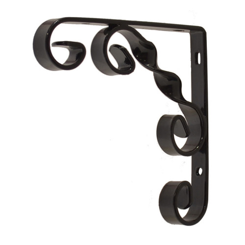 Wrought Iron Scroll Brackets, Black Finish, 100mm