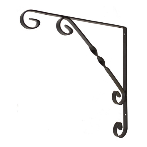 Wrought Iron Scroll Brackets, Black Finish 250mm