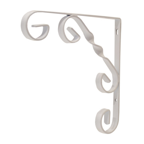 Wrought Iron Scroll Brackets, White Finish, 150mm