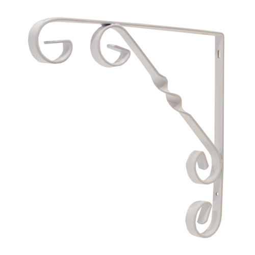 Wrought Iron Scroll Brackets, White Finish, 200mm