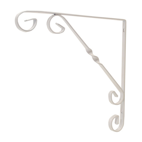 Wrought Iron Scroll Brackets, White Finish, 250mm